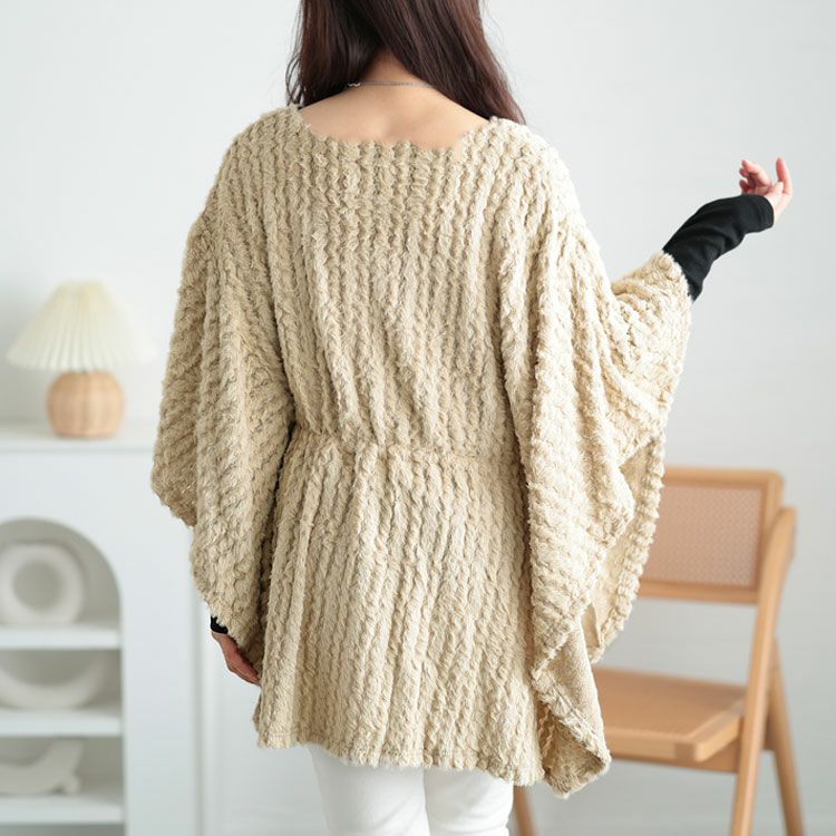 大きいサイズ レディース ドロストポンチョ風ニットチュニック　jp502