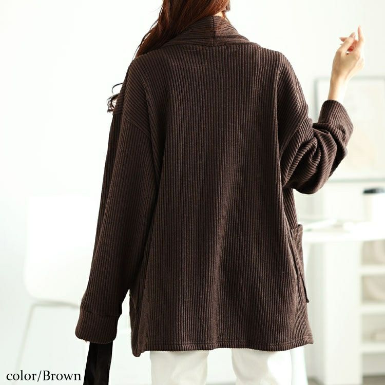 大きいサイズ レディース 太リブニットスキッパーカーディガン　jp505