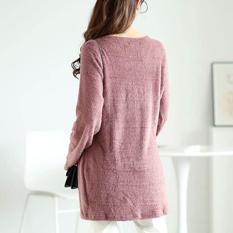 大きいサイズ レディース フロントクロスシャギーニット　jp503