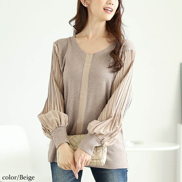 大きいサイズ レディース プリーツボリュームスリーブプルオーバー　jp501