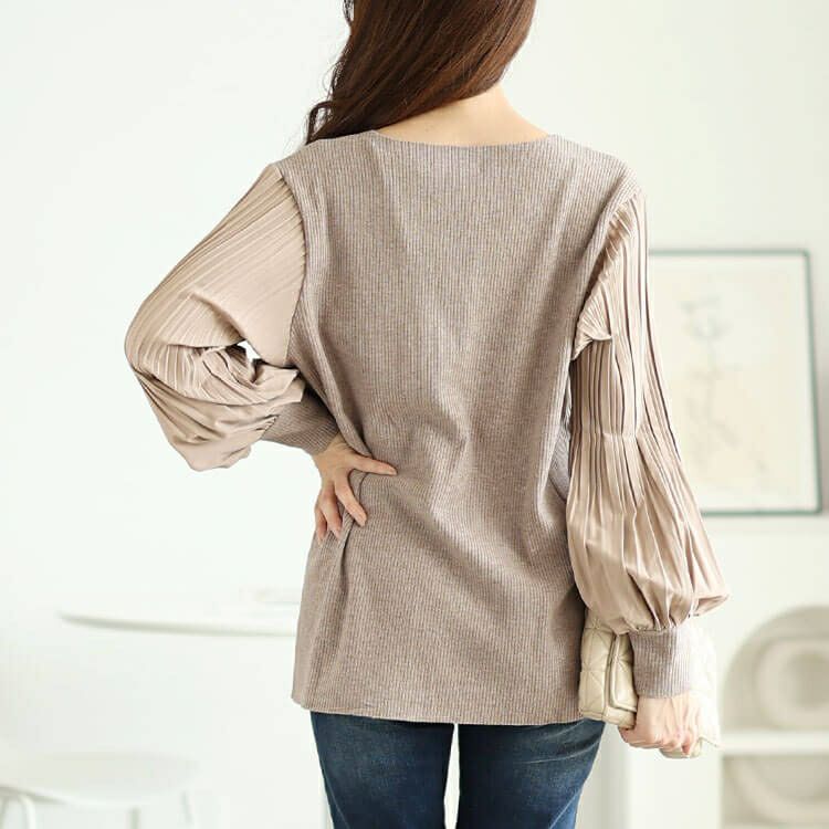 大きいサイズ レディース プリーツボリュームスリーブプルオーバー　jp501