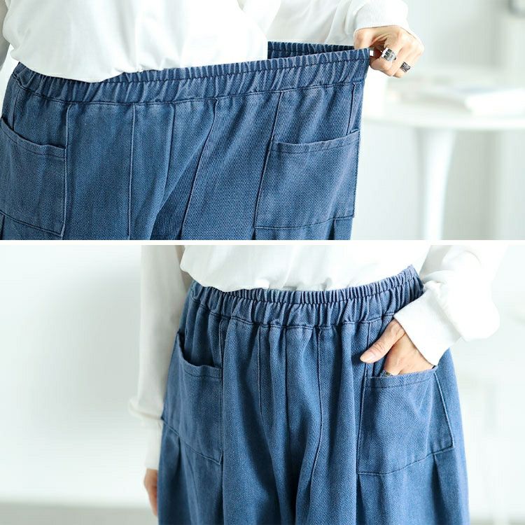 大きいサイズ レディース バルーンワイドデニムパンツ　goldy-1606