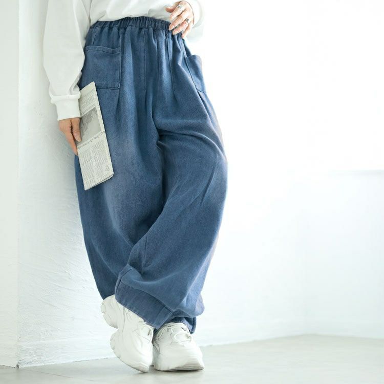 大きいサイズ レディース バルーンワイドデニムパンツ　goldy-1606