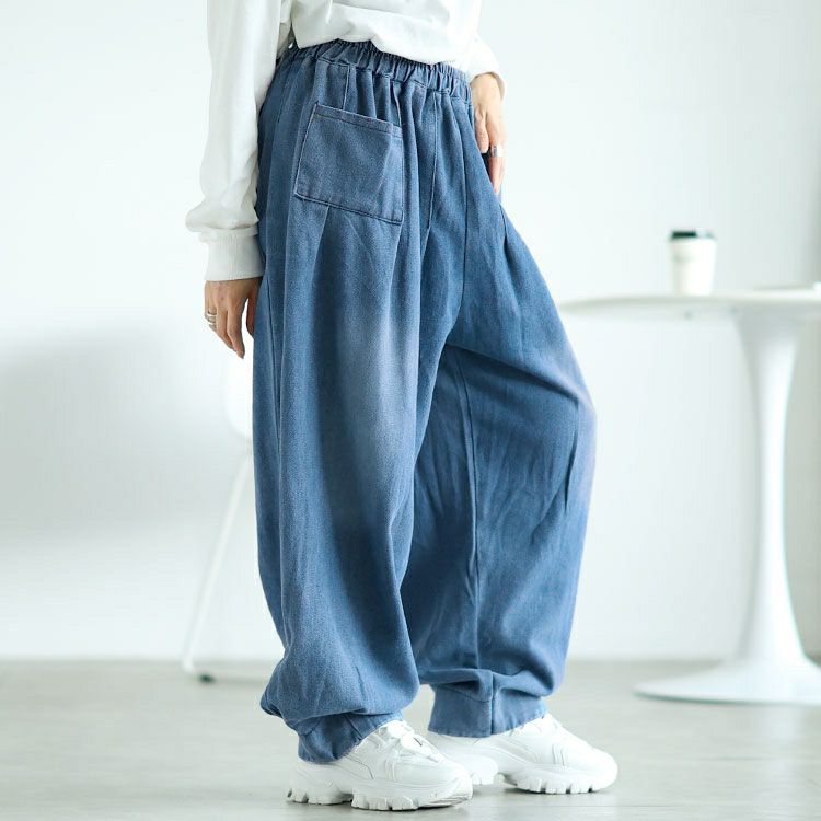 大きいサイズ レディース バルーンワイドデニムパンツ　goldy-1606