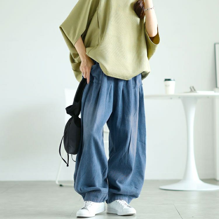 大きいサイズ レディース バルーンワイドデニムパンツ　goldy-1606