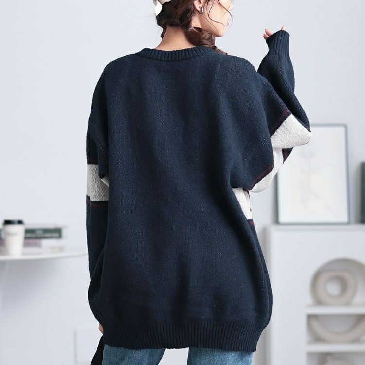 大きいサイズ レディース 英字ロゴ配色ニット　cros-240058