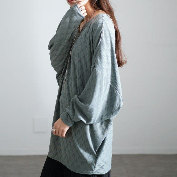 大きいサイズ レディース 三角ジャガードVネックドルマンプルオーバー　maru-30086