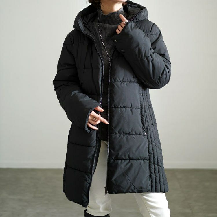 大きいサイズ レディース 撥水防風保温サイド切り替えファイバーダウン