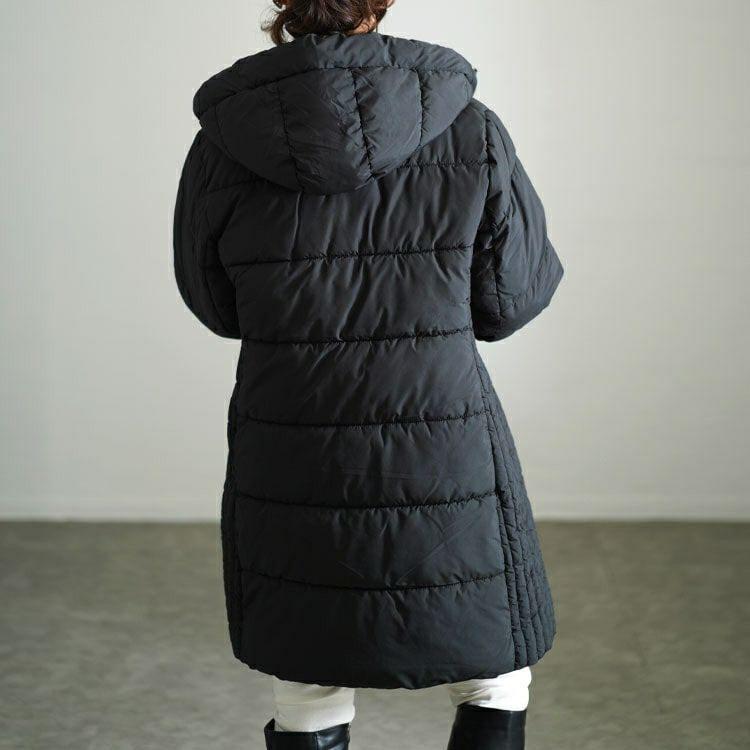 大きいサイズ レディース 撥水防風保温サイド切り替えファイバーダウンコート　mnfk-548808
