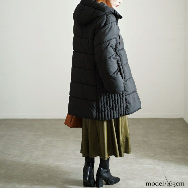 大きいサイズ レディース 撥水防風保温サイド切り替えファイバーダウンコート　mnfk-548808