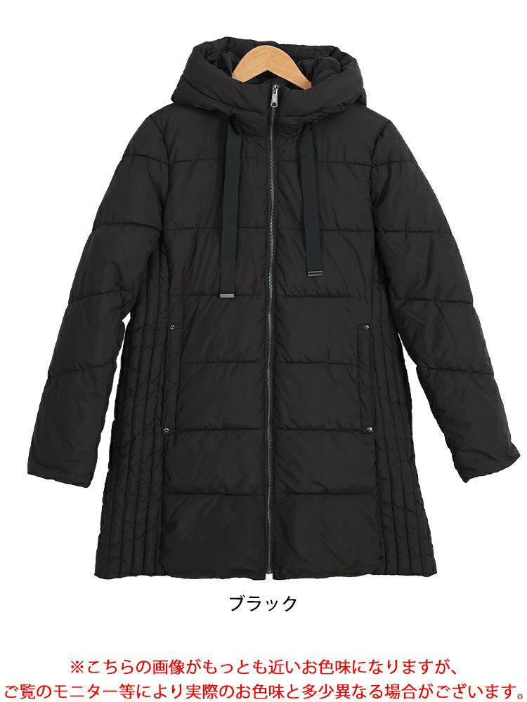 大きいサイズ レディース 撥水防風保温サイド切り替えファイバーダウンコート　mnfk-548808