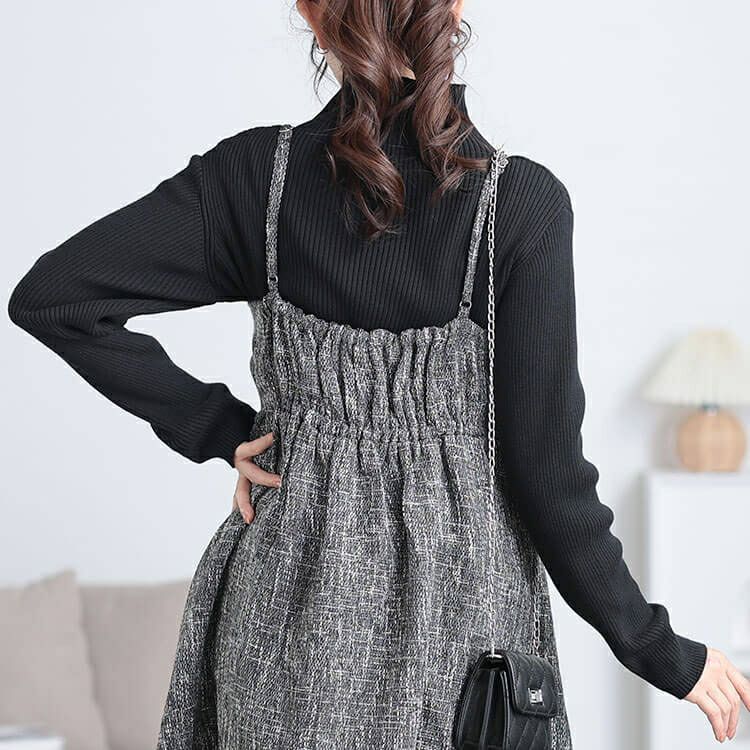 大きいサイズ レディース ツイードフレアキャミソールチュニック　tani-36735ll