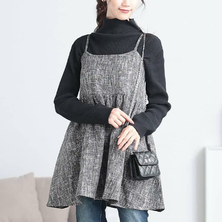 大きいサイズ レディース ツイードフレアキャミソールチュニック tani