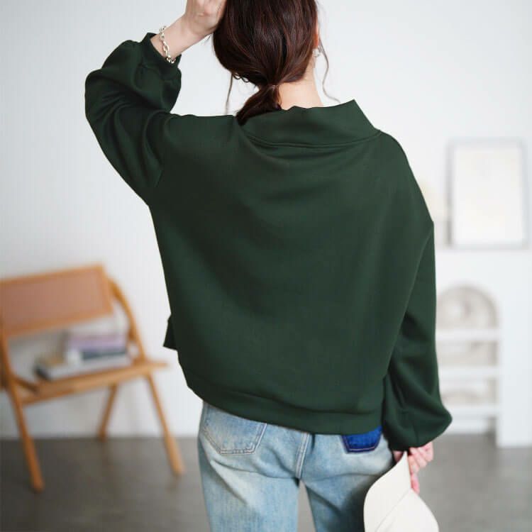 大きいサイズ レディース ハーフジップクロップドプルオーバー　maru-30080