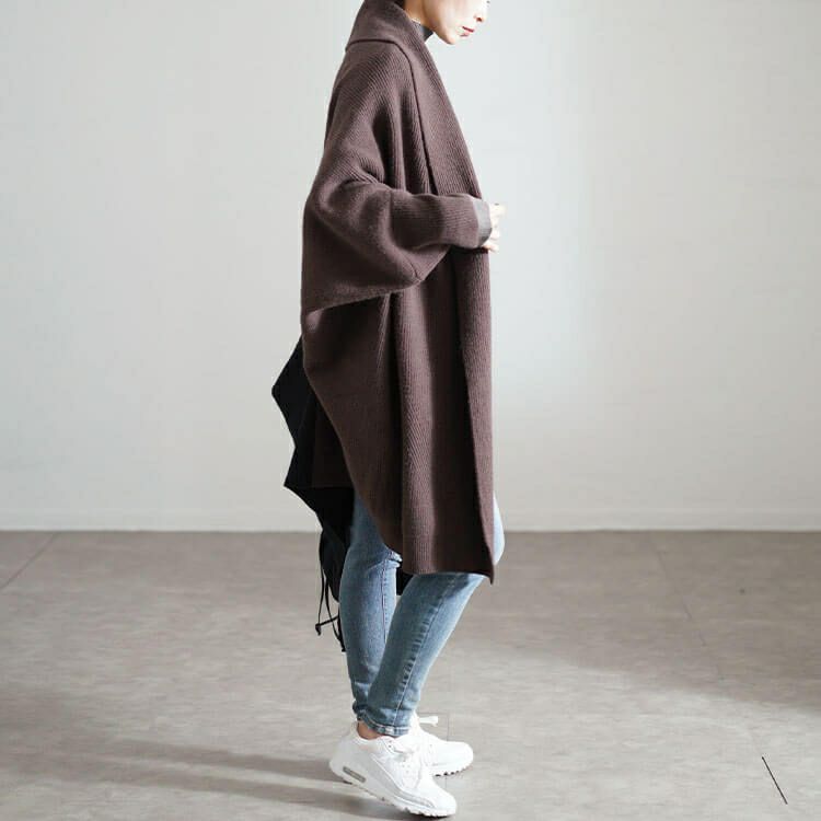 大きいサイズ レディース 上下2wayバイカラードルマンカーディガン　sw-0667