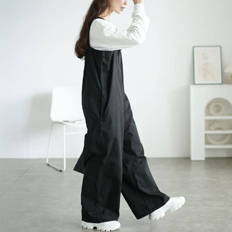 大きいサイズ レディース フロントジップサロペットパンツ　wc-0357