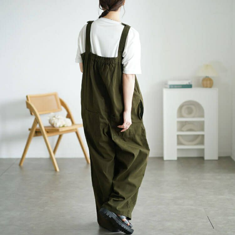 大きいサイズ レディース フロントジップサロペットパンツ　wc-0357