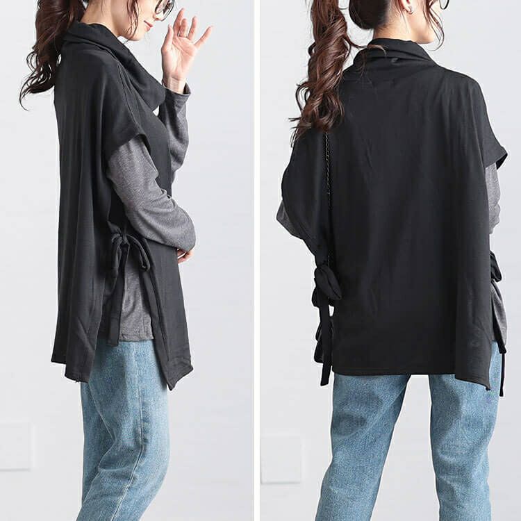 大きいサイズ レディース オフタートルベスト＆インナー2点セット　cast-5548001