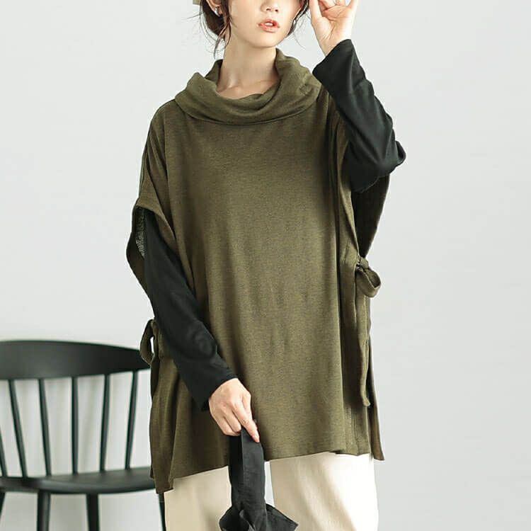 大きいサイズ レディース オフタートルベスト＆インナー2点セット　cast-5548001