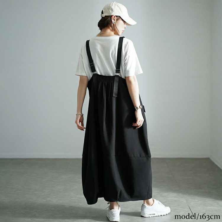 大きいサイズ レディース バックタックコクーンジャンパースカート sw