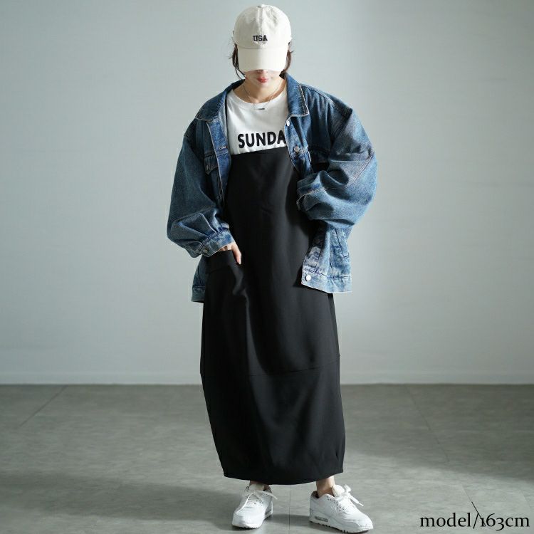 大きいサイズ レディース バックタックコクーンジャンパースカート　sw-0687