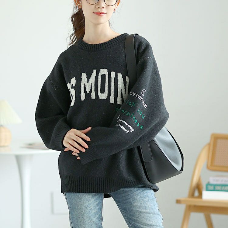 大きいサイズ レディース ロゴジャガードニット cros-240061 | 大きい