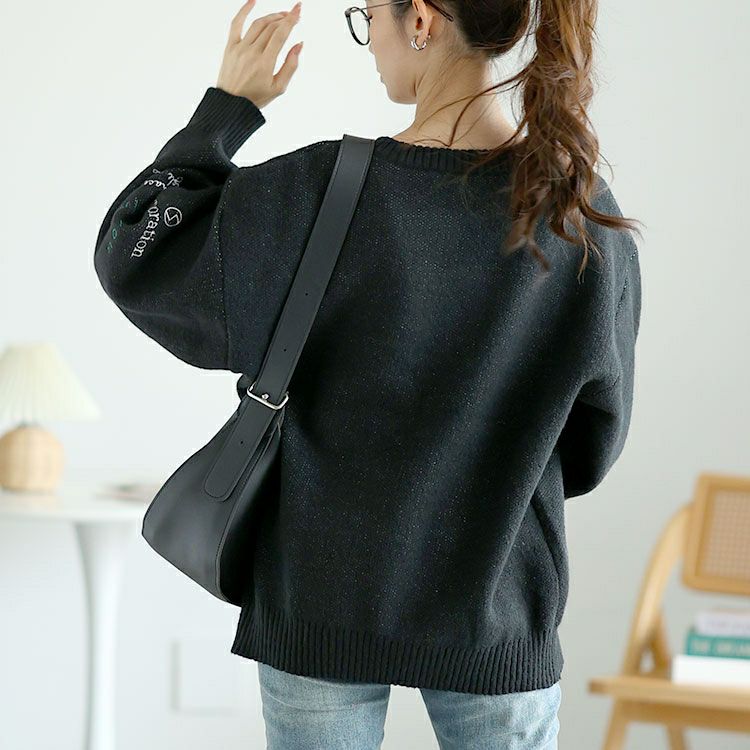 大きいサイズ レディース ロゴジャガードニット　cros-240061