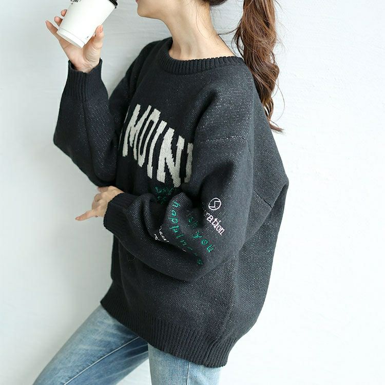 大きいサイズ レディース ロゴジャガードニット cros-240061 | 大きい