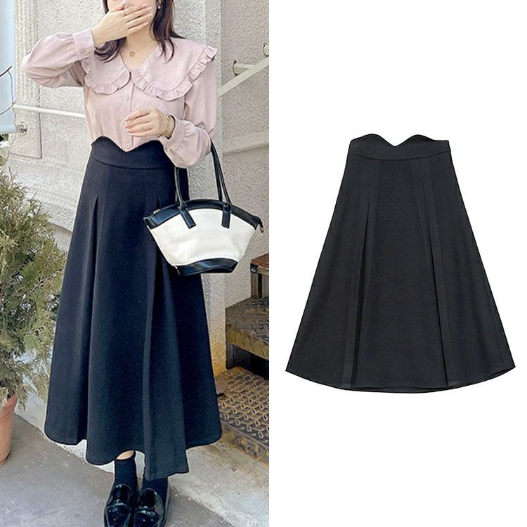 大きいサイズ レディース ハイウエストロングフレアスカート　goldy-1596