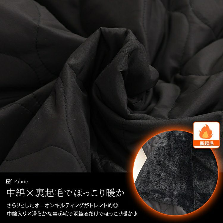 大きいサイズ レディース フード付きキルティング裏ボアジャケット　kt-7843110