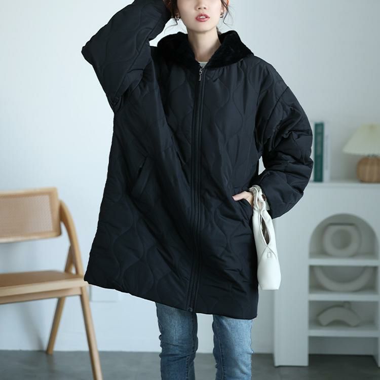 大きいサイズ レディース フード付きキルティング裏ボアジャケット kt