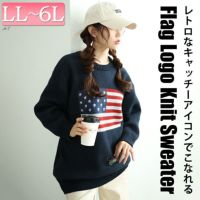 大きいサイズ レディース 国旗柄太リブ切り替えニット　cros-240060