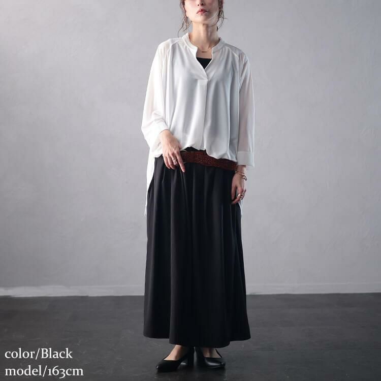 大きいサイズ レディース ラップギャザースカーチョ　nw-24041 ブラック