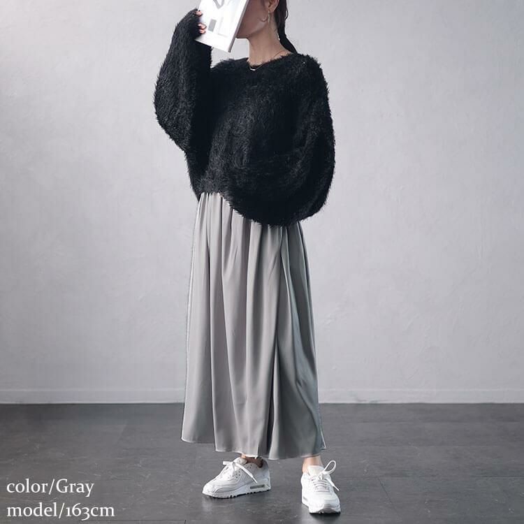 大きいサイズ レディース ラップギャザースカーチョ　nw-24041 グレー