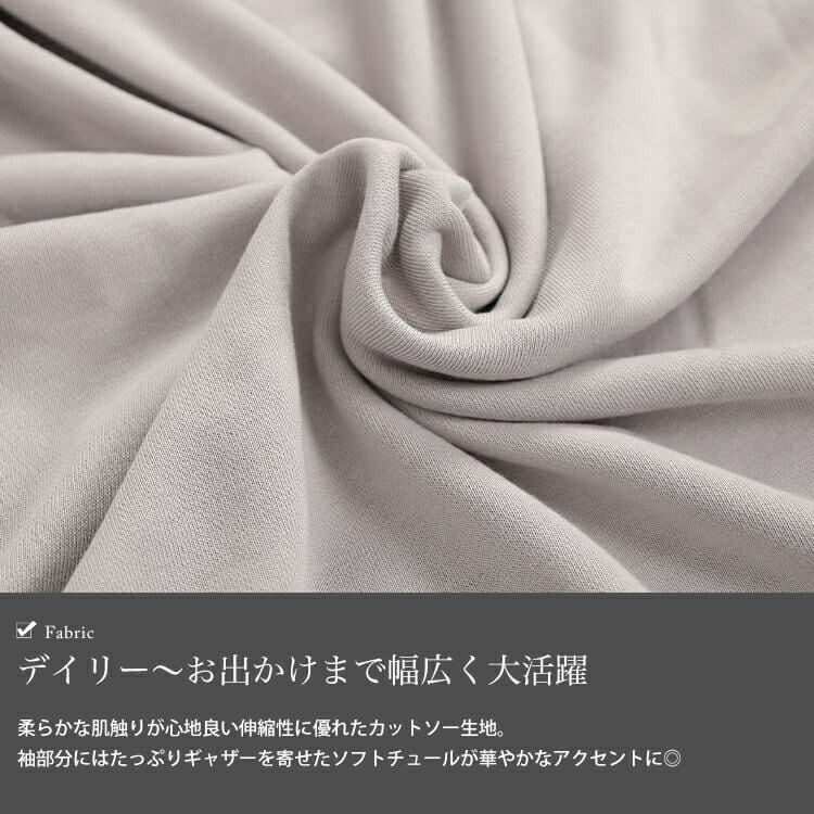 大きいサイズ レディース 袖チュールフリルプルオーバー　plan-260526