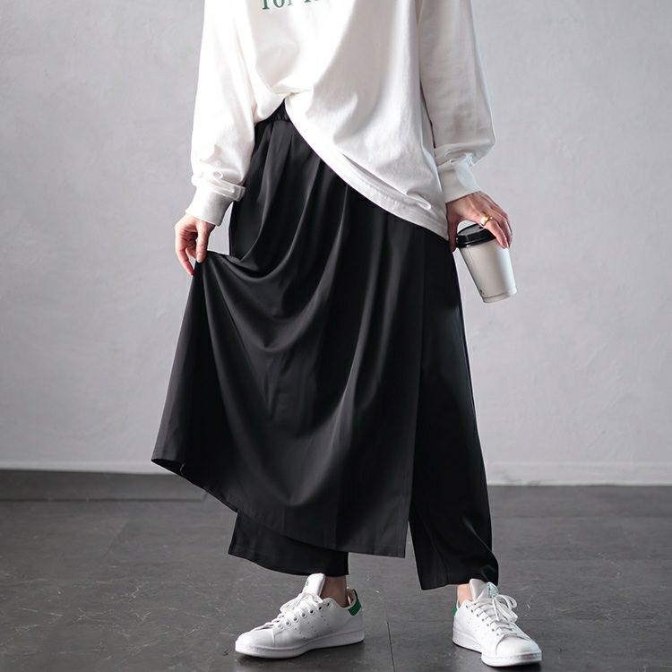 大きいサイズ レディース タックフレアレイヤードサルエルパンツ　u2-0101