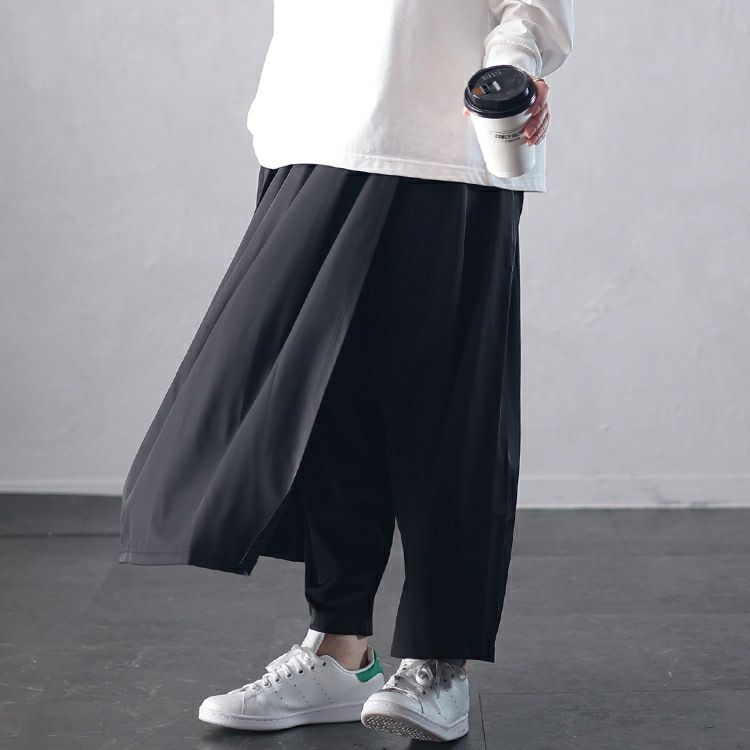 大きいサイズ レディース タックフレアレイヤードサルエルパンツ u2