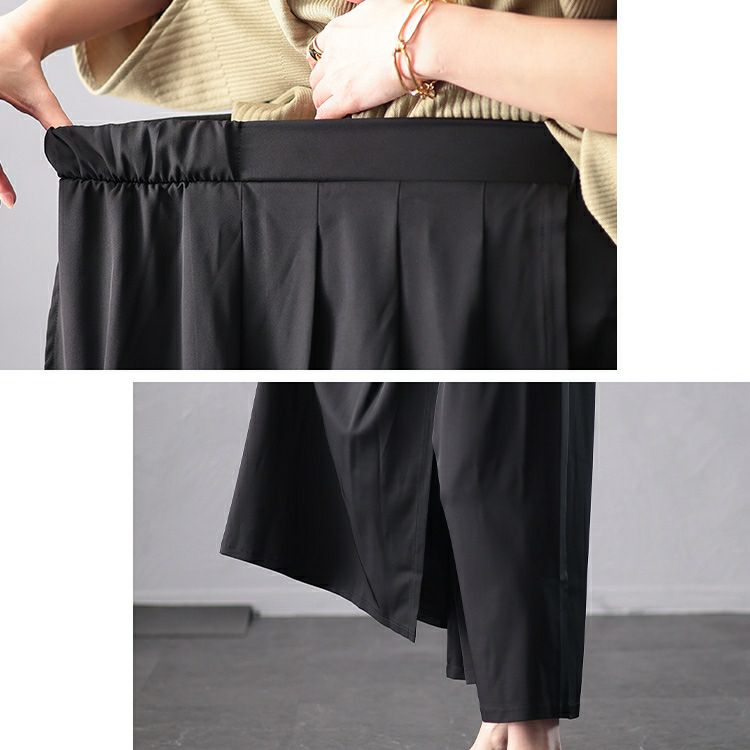 大きいサイズ レディース タックフレアレイヤードサルエルパンツ　u2-0101