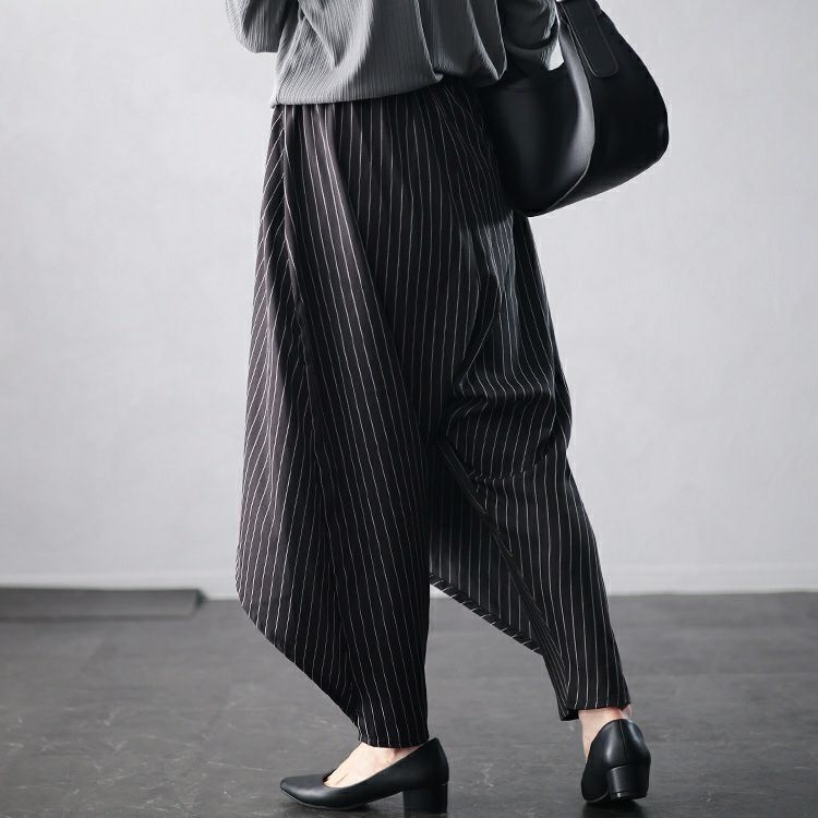 大きいサイズ レディース アシメレイヤードサルエルパンツ　u2-0100