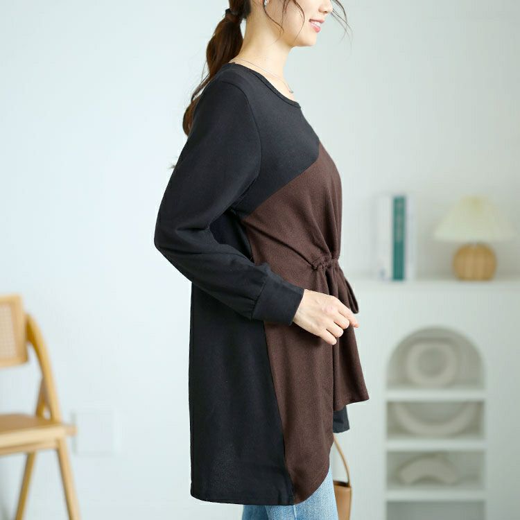 大きいサイズ レディース ウエストシャーリングアシメトップス　jp514