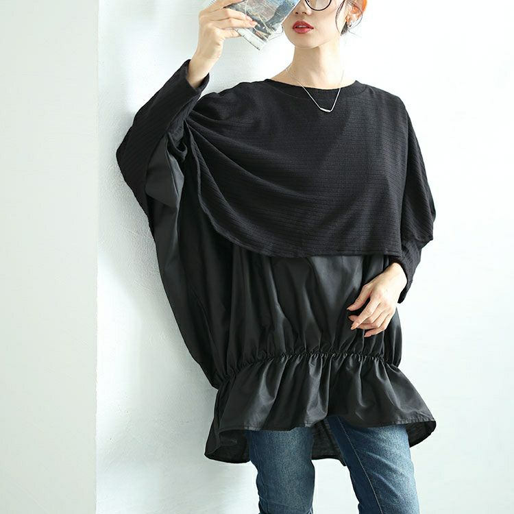 大きいサイズ レディース 裾シャーリングドルマントップス　jp513