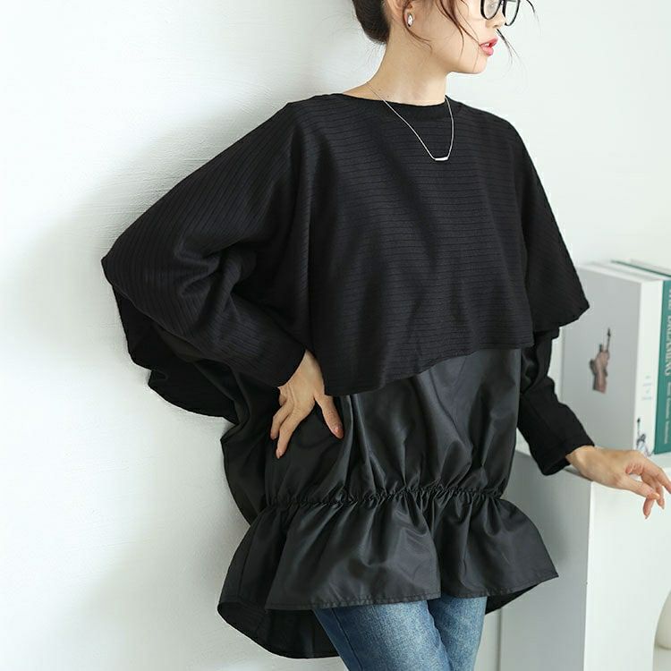 大きいサイズ レディース 裾シャーリングドルマントップス　jp513