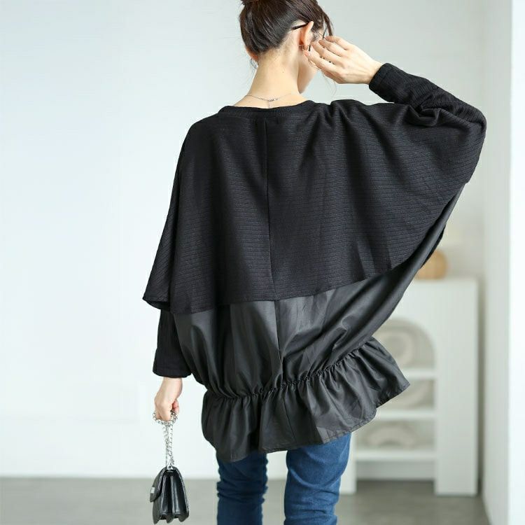 大きいサイズ レディース 裾シャーリングドルマントップス　jp513