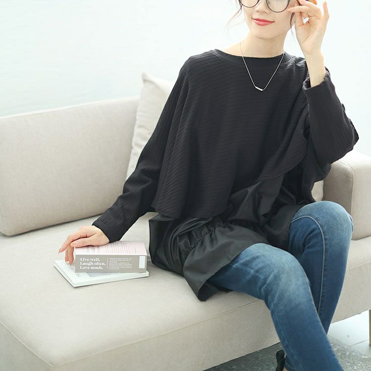 大きいサイズ レディース 裾シャーリングドルマントップス　jp513