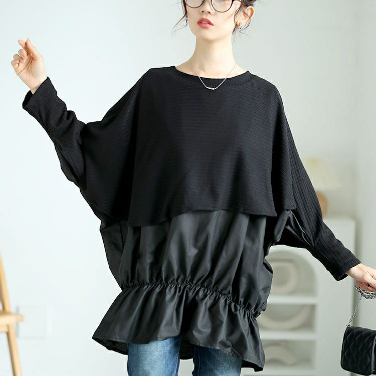 大きいサイズ レディース 裾シャーリングドルマントップス　jp513