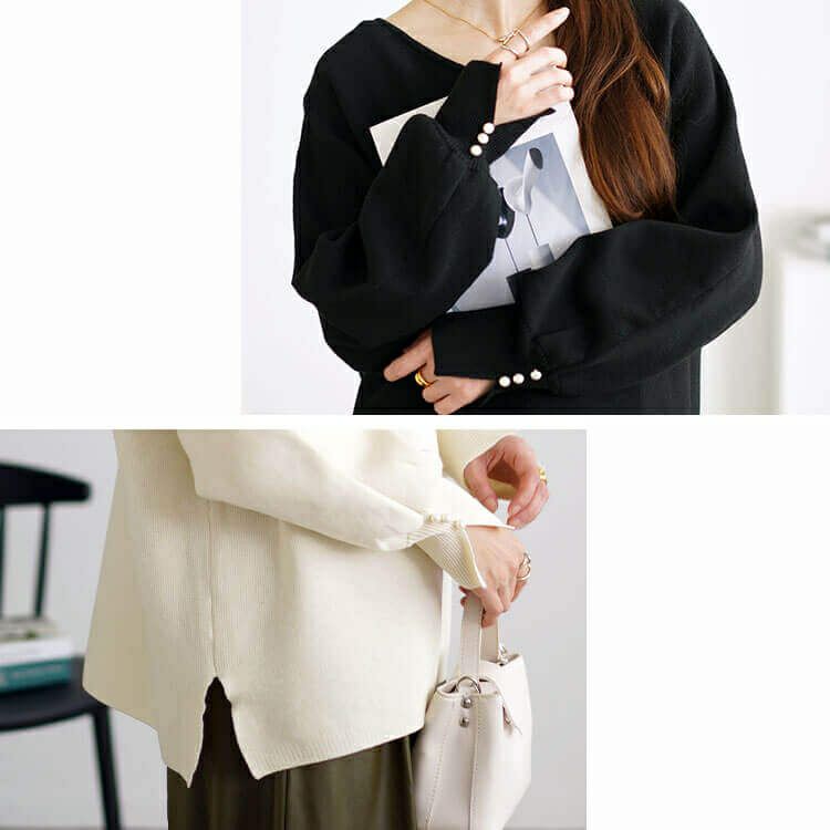 大きいサイズ レディース パールボタンミラノリブドルマンニット　cpdai-640615