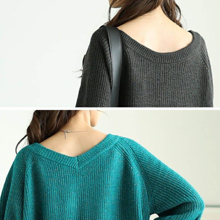 大きいサイズ レディース 前後2wayラメリブニット　cpdai-640617