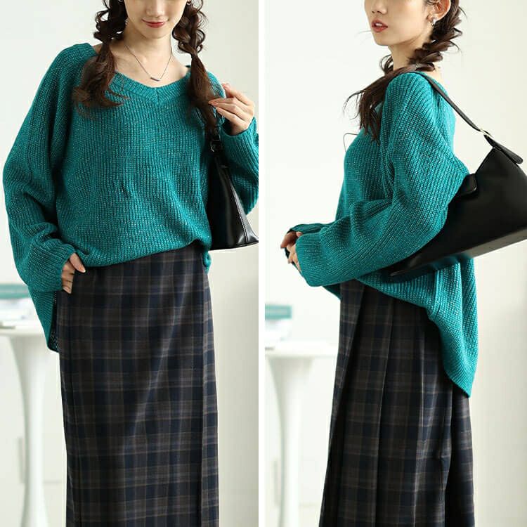 大きいサイズ レディース 前後2wayラメリブニット　cpdai-640617