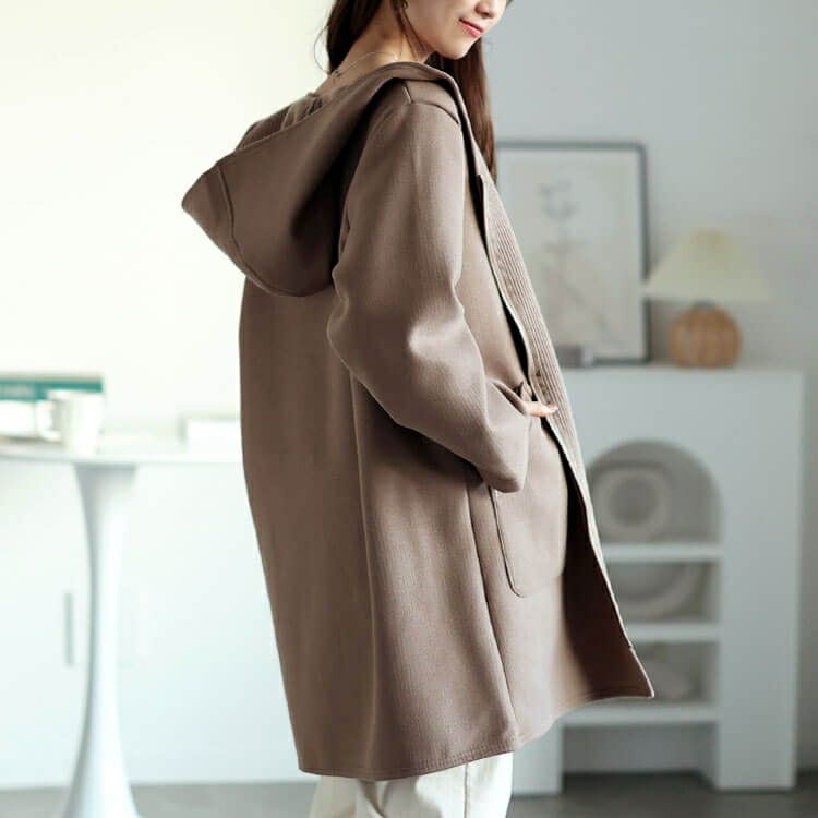 大きいサイズ レディース 裏リブジップフード付きコート cpdai-640562