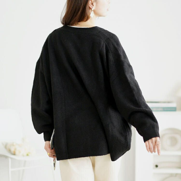 大きいサイズ レディース ドロップショルダー深Vネックセーター　wn-0220